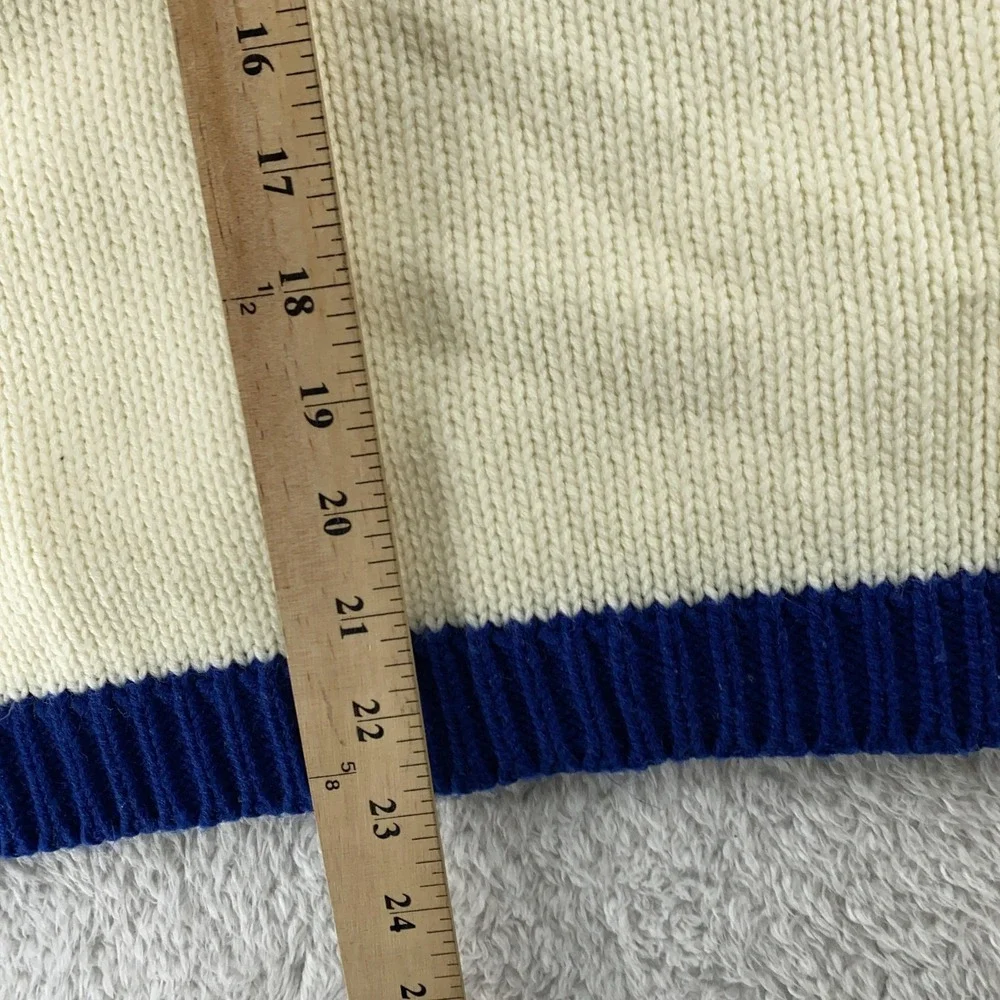 Vintage 70s Kimlon 3D Embroidered Chunky‎ Knit Sweater XS Shoulder Zipper Korea